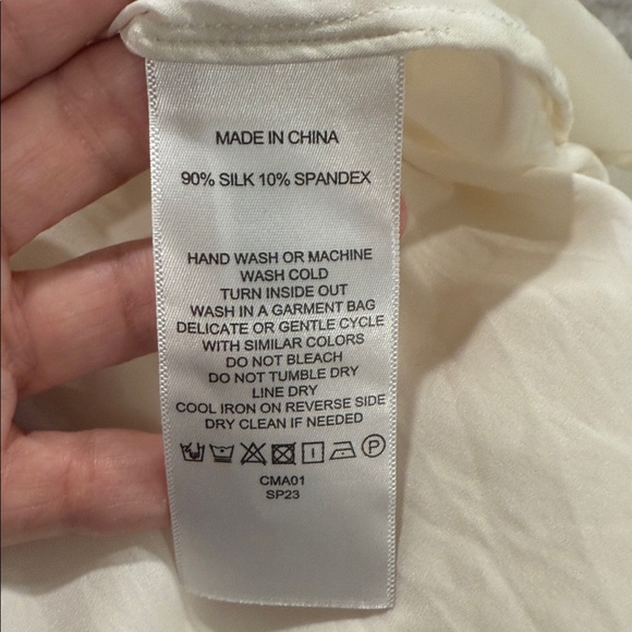 Quince Cream Silk Blend Timeless Closet Staple Minis Neutral Blouse for Women - Picture 7 of 10